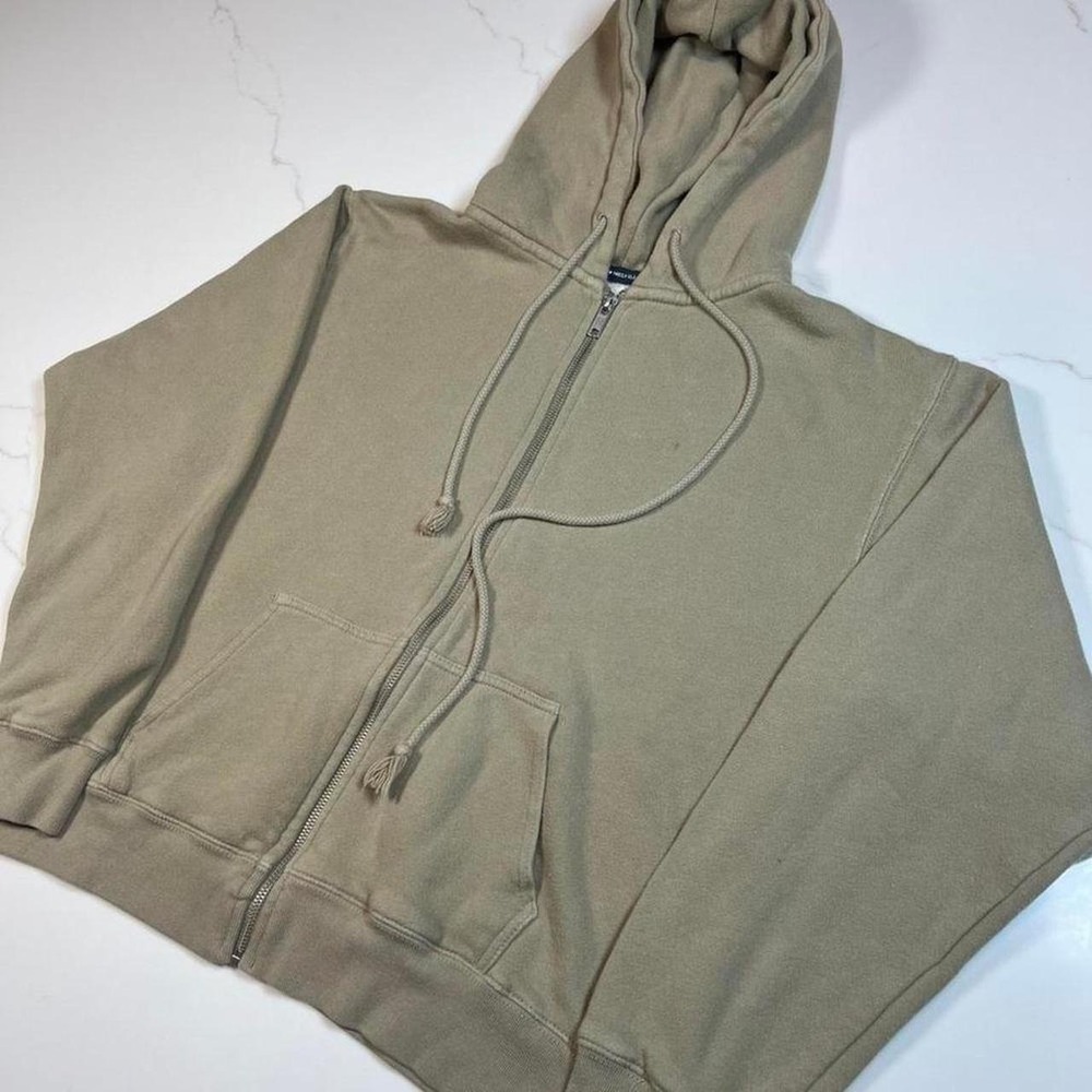 Brandy Melville Christy Oversized Zip Up Hoodie Taupe Brown Sweatshirt One Size